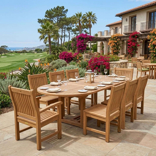 Anderson Teak Bahama Sahara Side Chair 7-Piece 87" Oval Dining Set | Anderson Teak Bahama Collection