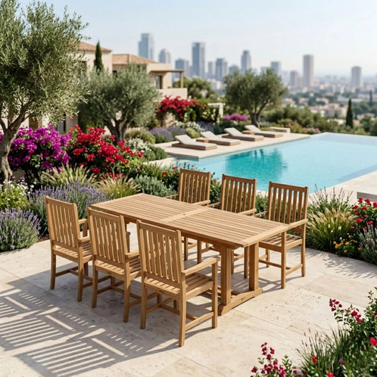 Anderson Teak Bahama Wilshire Armchair 7-Piece Extension Dining Set | Anderson Teak Bahama Collection