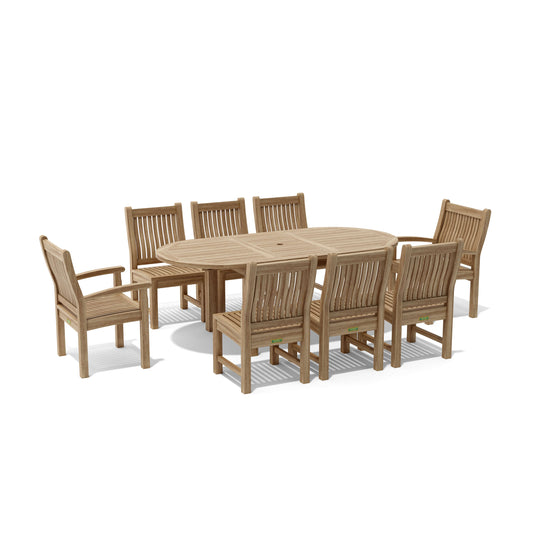 Anderson Teak Bahama Sahara 9-Piece 78" Oval Dining Set | Anderson Teak Bahama Collection
