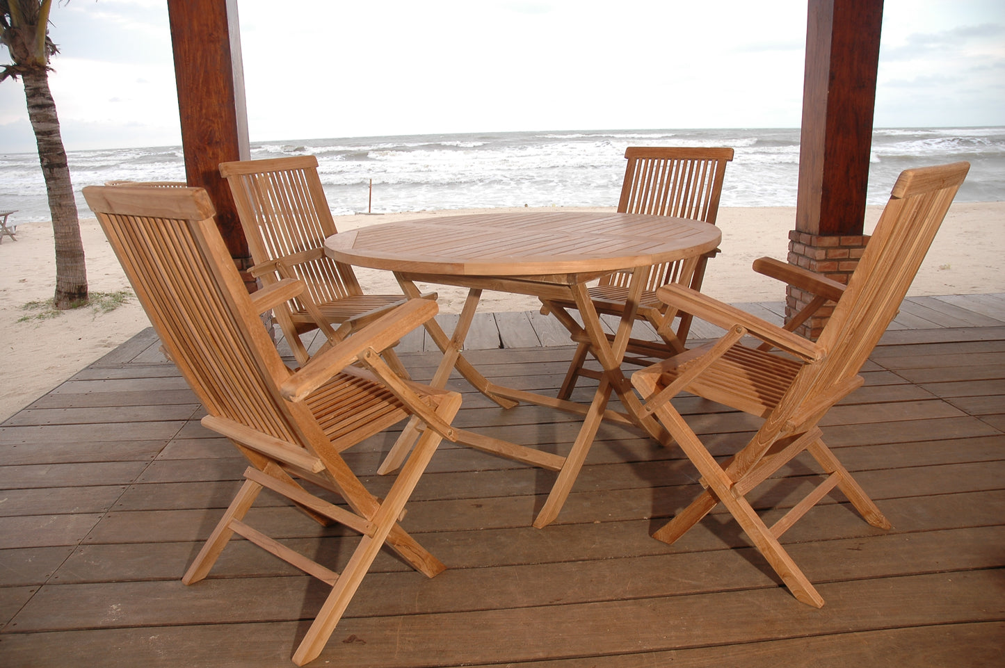 Bahama Classic Folding Armchair 5-Pieces Dining Set — View 6