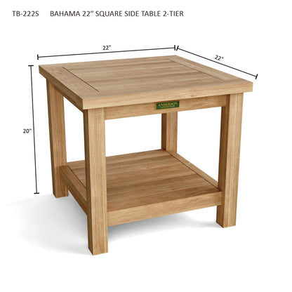 Anderson Teak 22" Square 2-Tier Side Table | Anderson Teak Bahama Collection