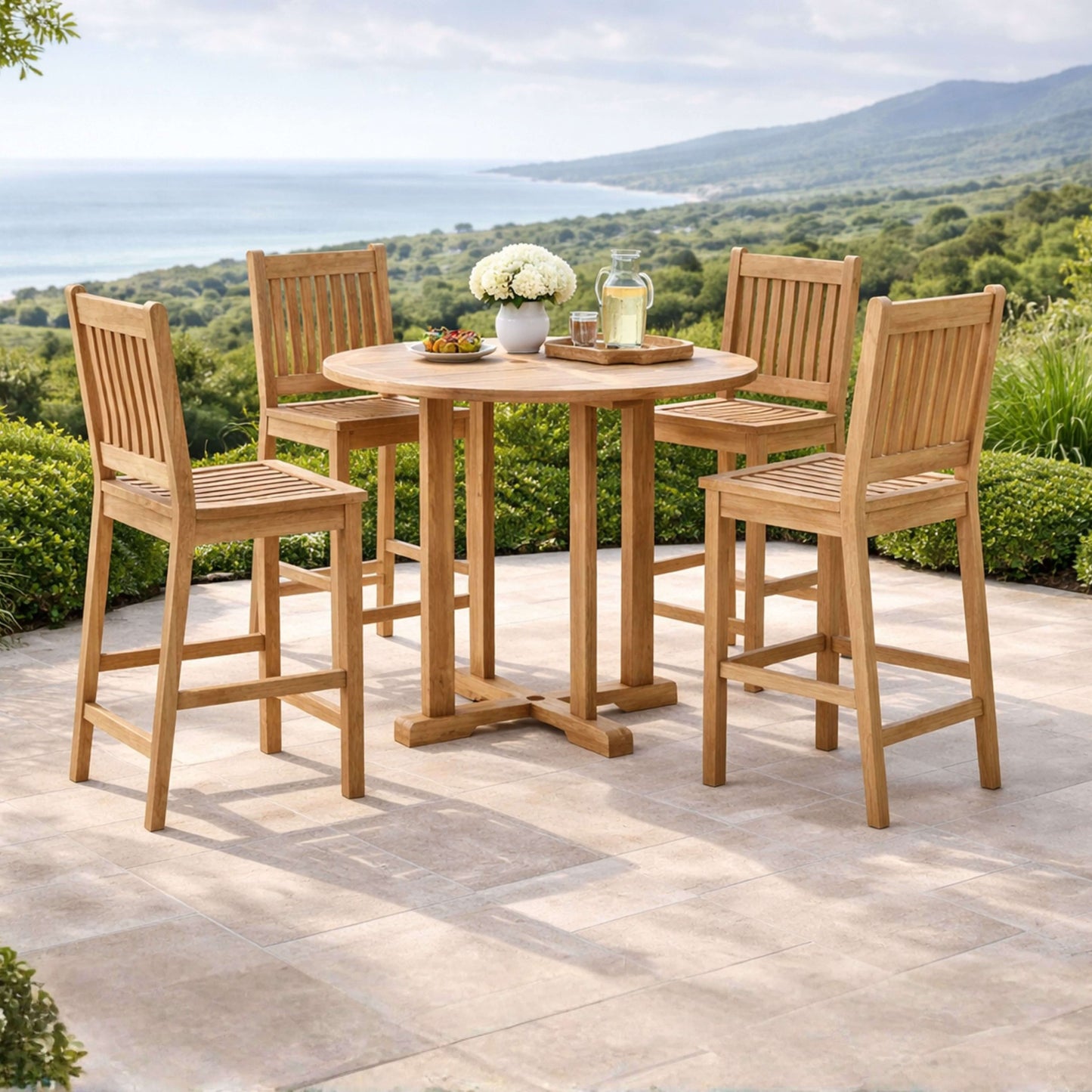 Anderson Teak Bahama Avalon 5-Piece Round Bar Set | Anderson Teak Bahama Collection