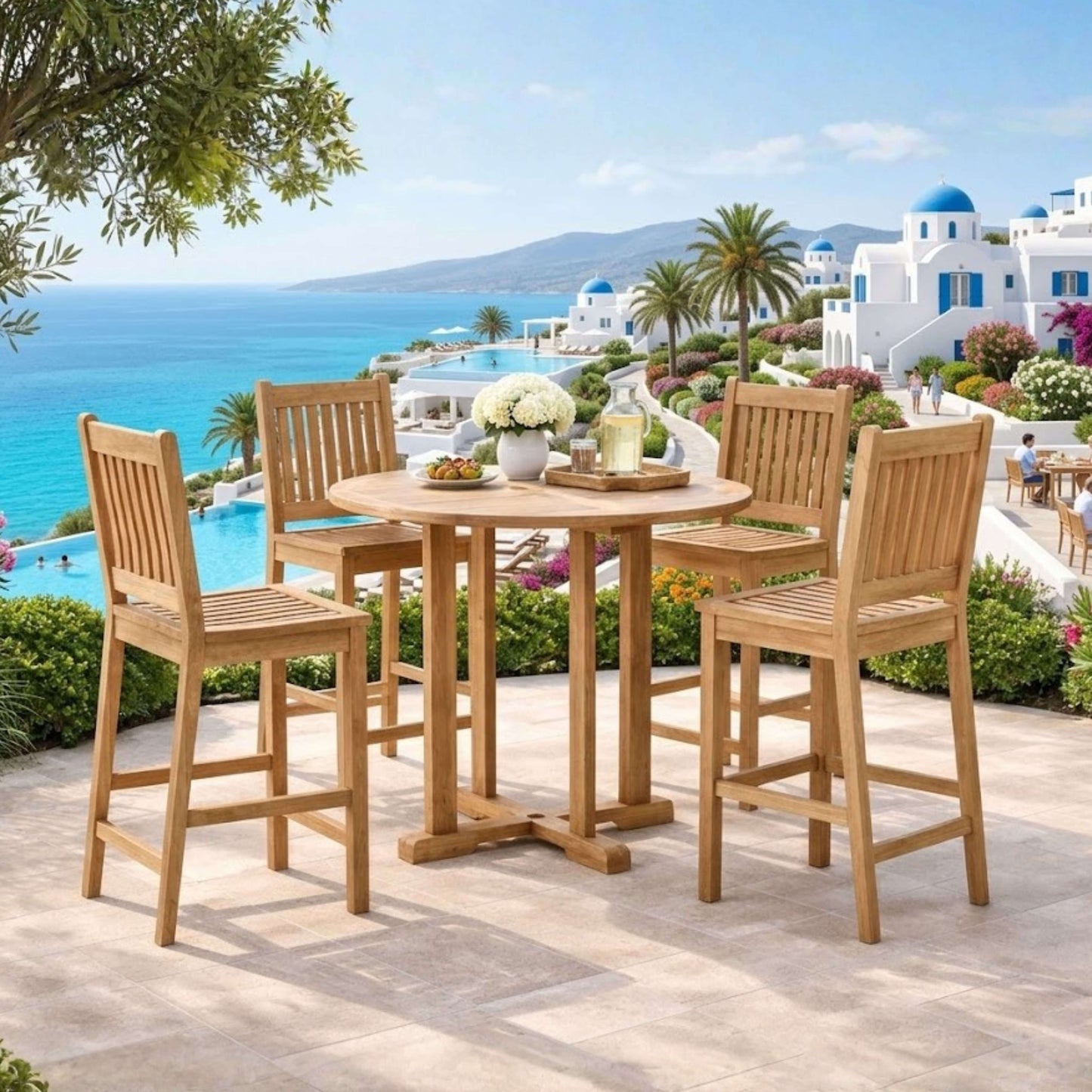 Anderson Teak Bahama Avalon 5-Piece Round Bar Set | Anderson Teak Bahama Collection