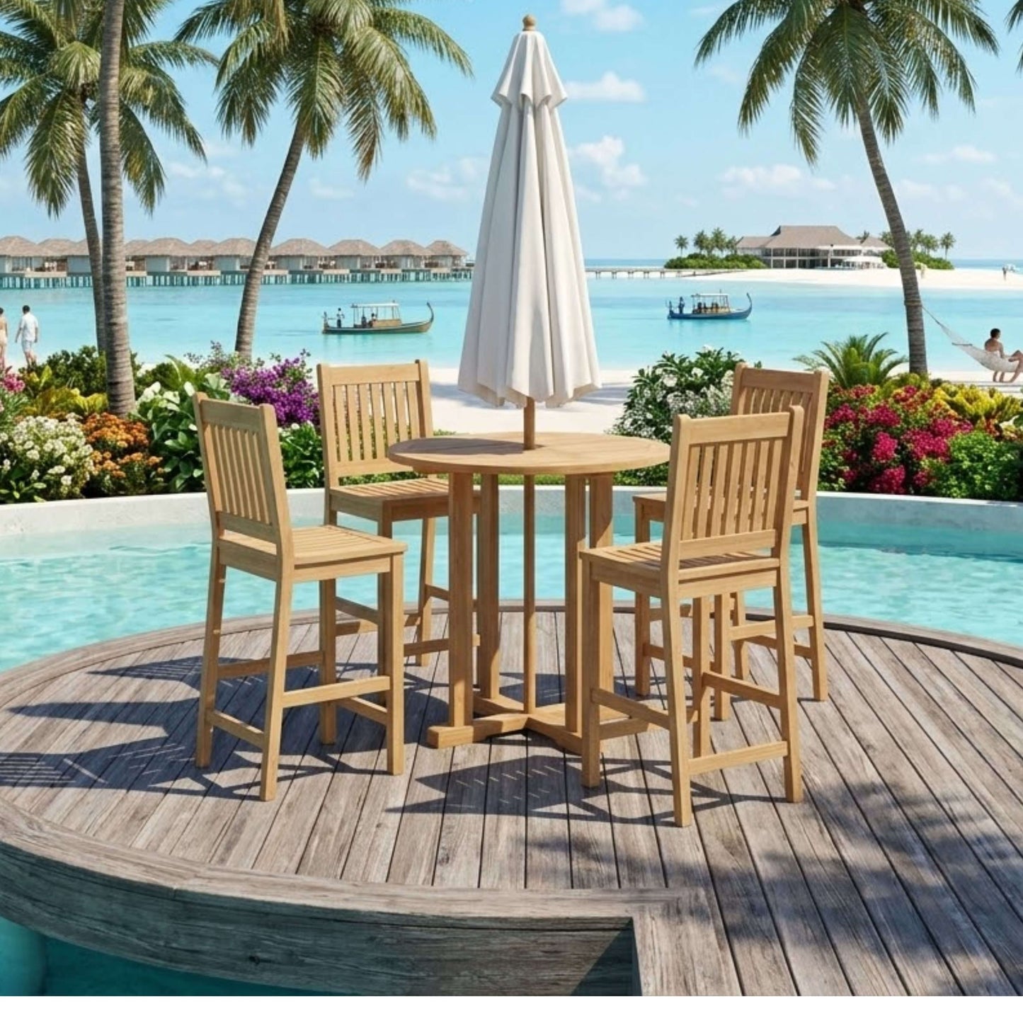 Anderson Teak Bahama Avalon 5-Piece Round Bar Set | Anderson Teak Bahama Collection