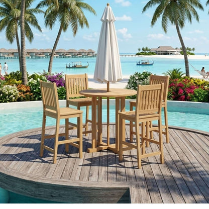 Anderson Teak Bahama Avalon 5-Piece Round Bar Set | Anderson Teak Bahama Collection