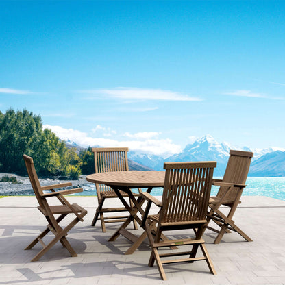 Anderson Teak Bahama Classic Folding Armchair 5-Piece Dining Set | Anderson Teak Bahama Collection
