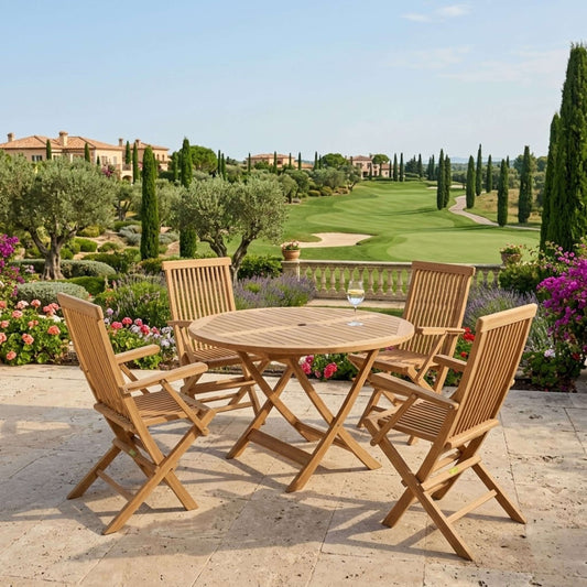 Anderson Teak Bahama Classic Folding Armchair 5-Piece Dining Set | Anderson Teak Bahama Collection
