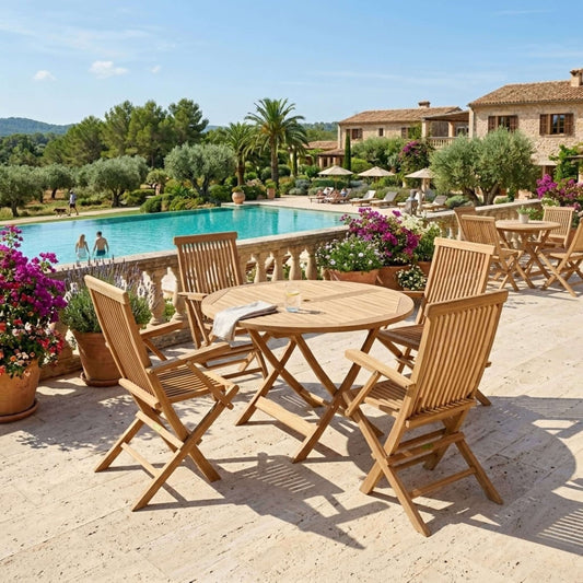 Anderson Teak Bahama Classic Folding Armchair 5-Piece Dining Set | Anderson Teak Bahama Collection