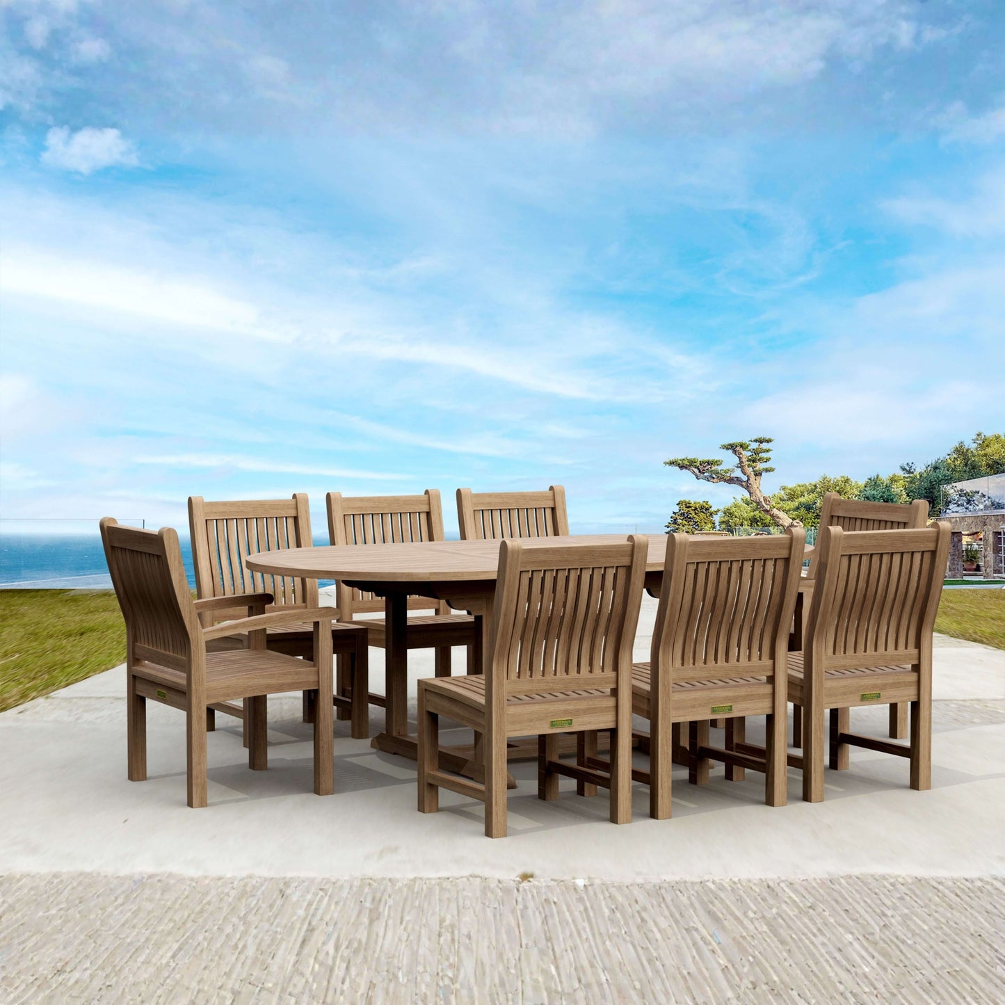 Anderson Teak Bahama Sahara Side Chair 7-Piece 87" Oval Dining Set | Anderson Teak Bahama Collection