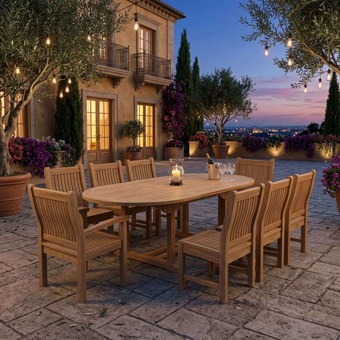 Anderson Teak Bahama Sahara Side Chair 7-Piece 87" Oval Dining Set | Anderson Teak Bahama Collection