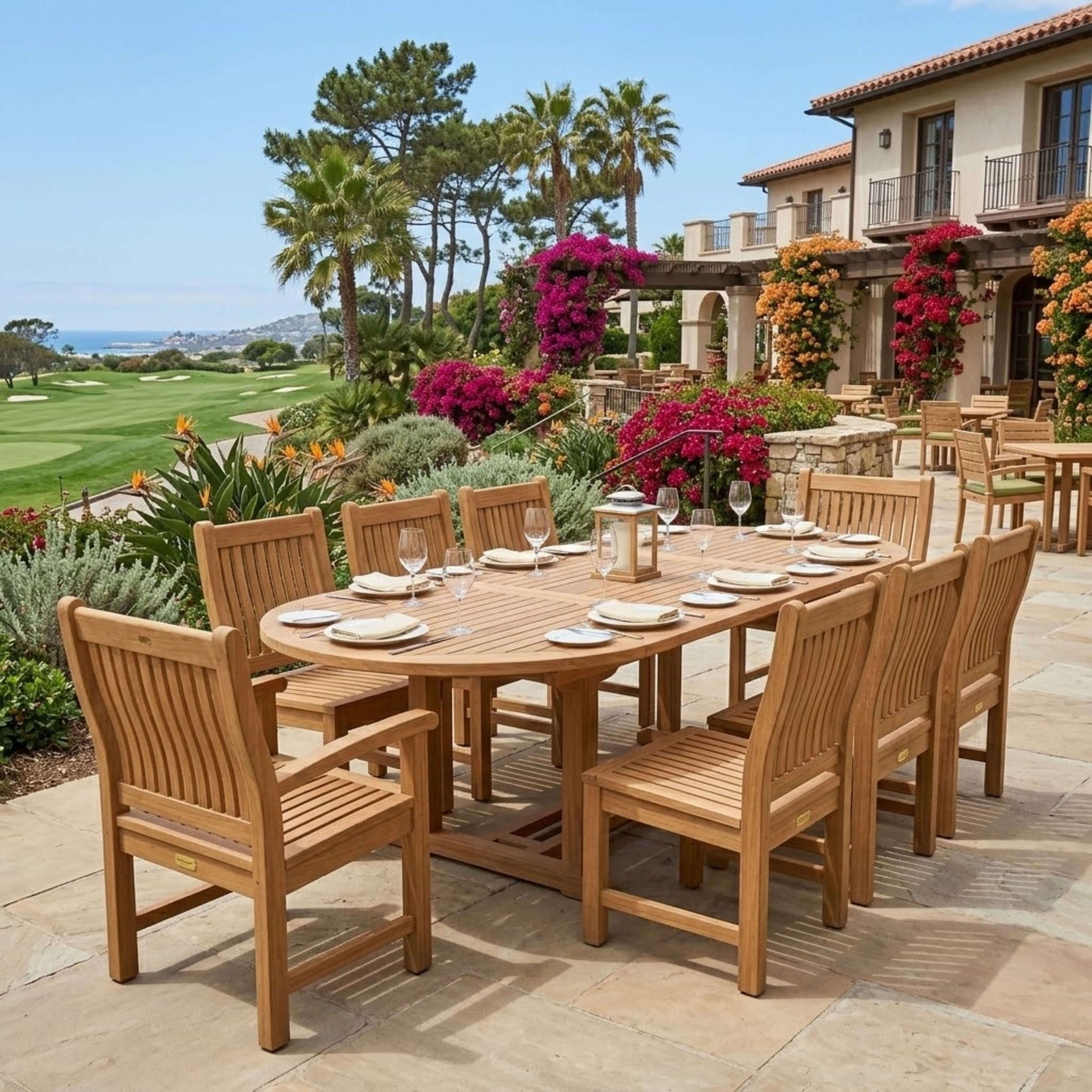 Anderson Teak Bahama Sahara Side Chair 7-Piece 87" Oval Dining Set | Anderson Teak Bahama Collection