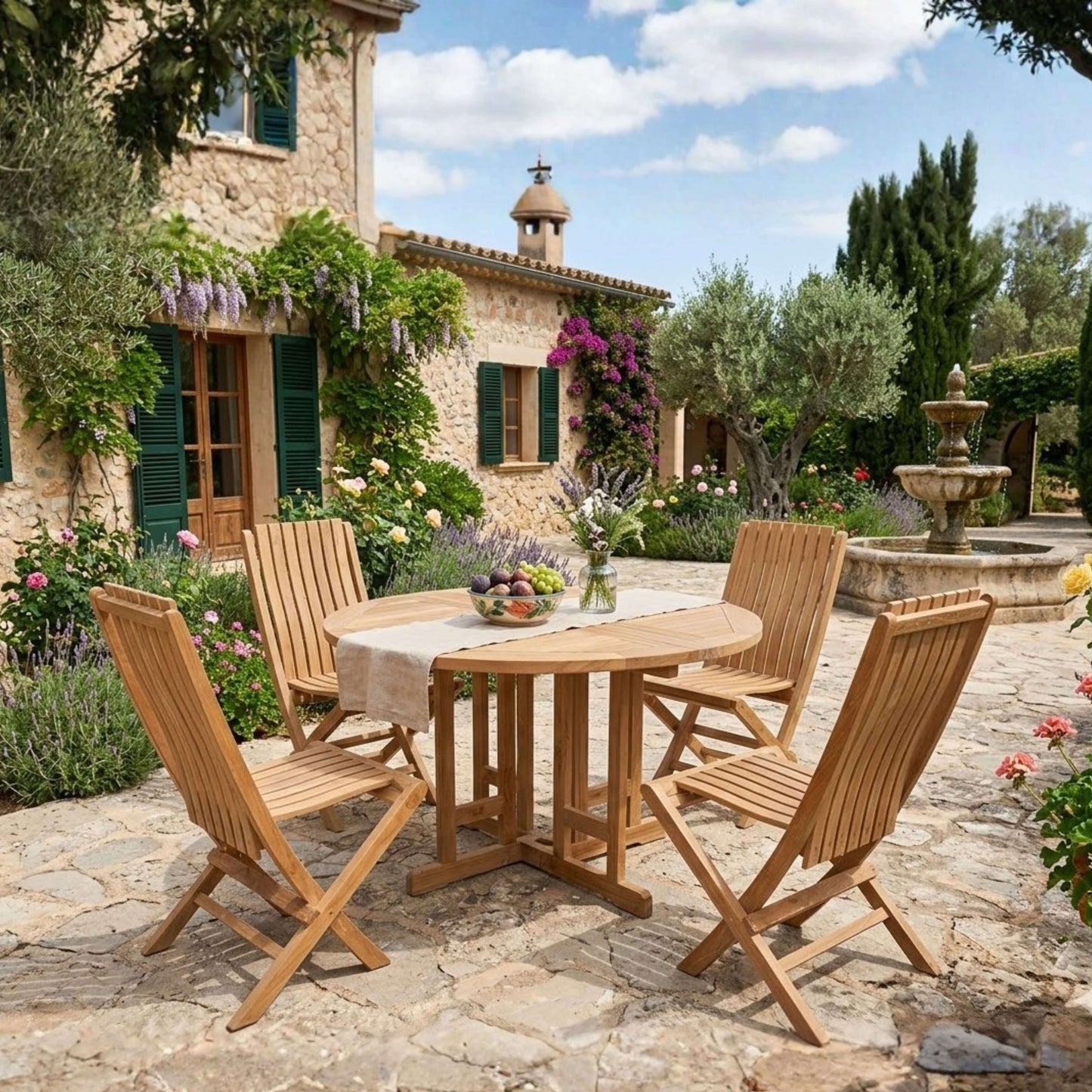 Anderson Teak Butterfly Comfort 5-Piece Dining Table Set | Anderson Teak Bahama Collection