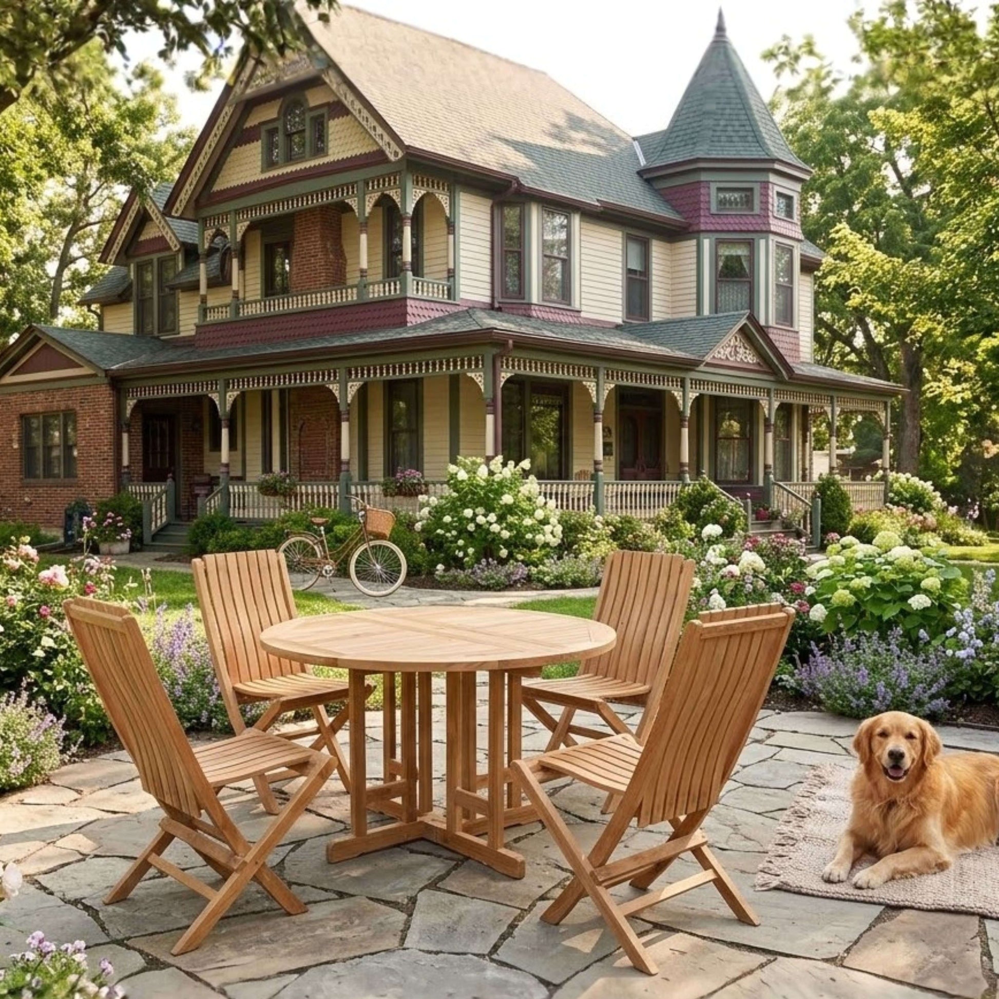 Anderson Teak Butterfly Comfort 5-Piece Dining Table Set | Anderson Teak Bahama Collection