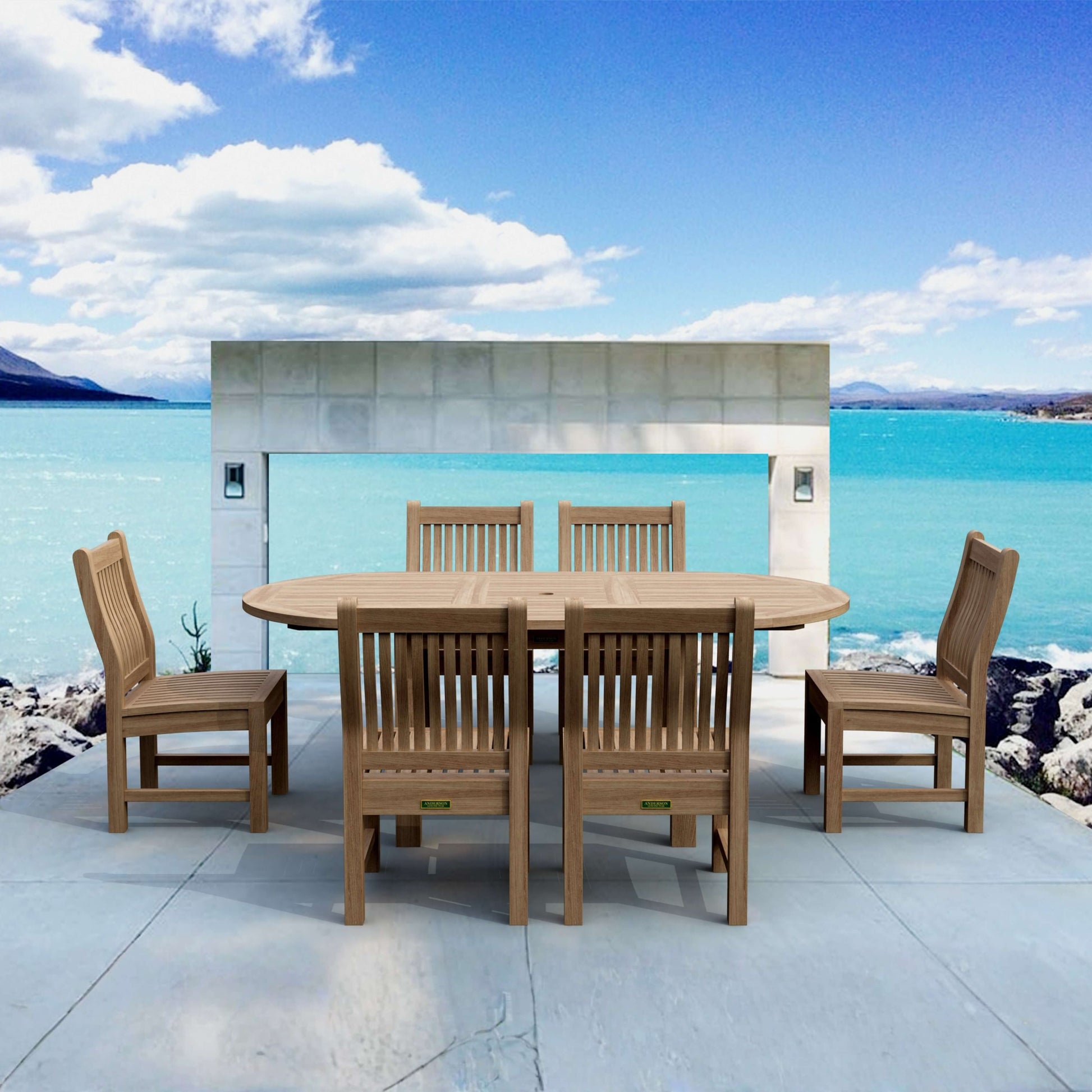 Anderson Teak Bahama Sahara 7-Piece 8' Rectangular Dining Set | Anderson Teak Bahama Collection