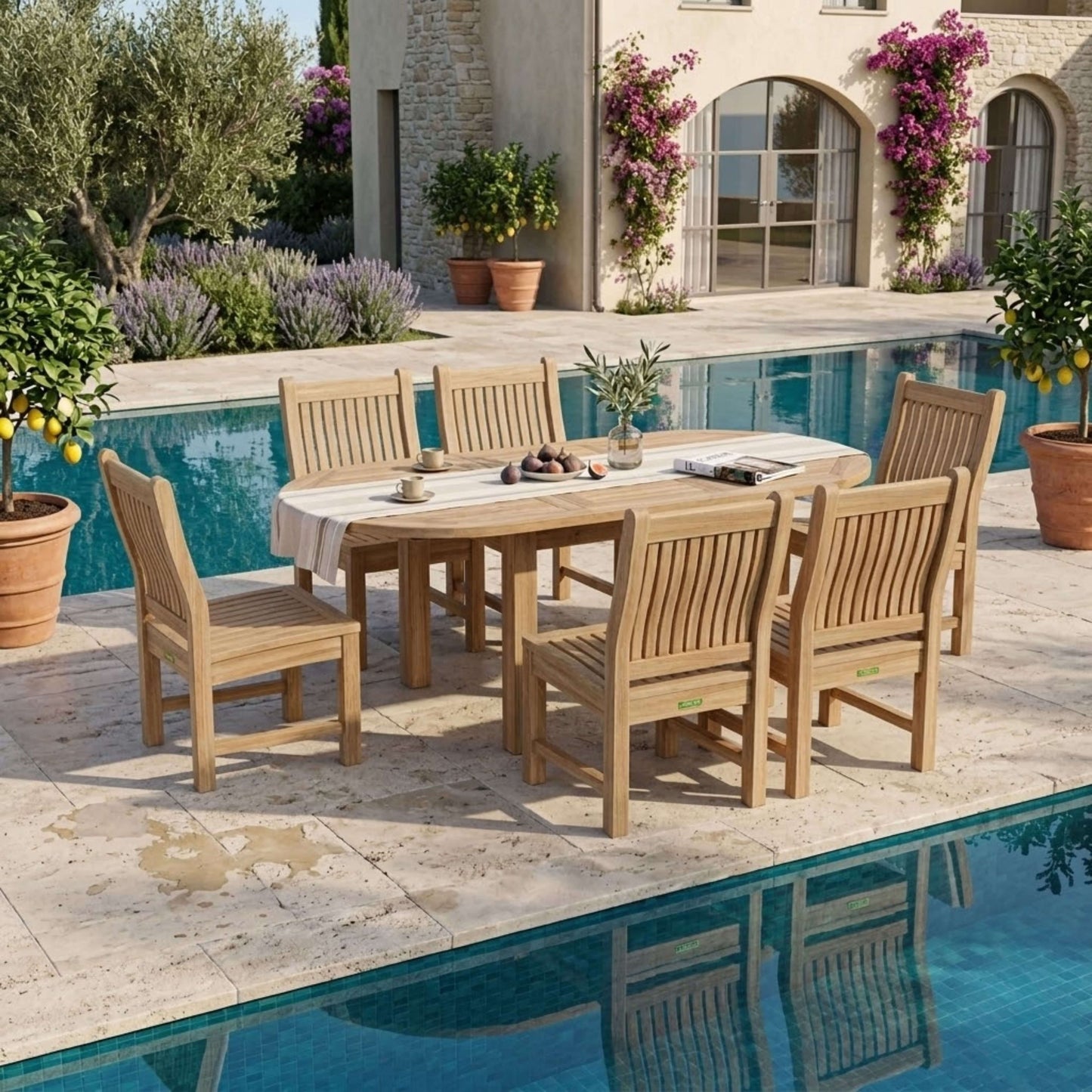 Anderson Teak Bahama Sahara 7-Piece 8' Rectangular Dining Set | Anderson Teak Bahama Collection