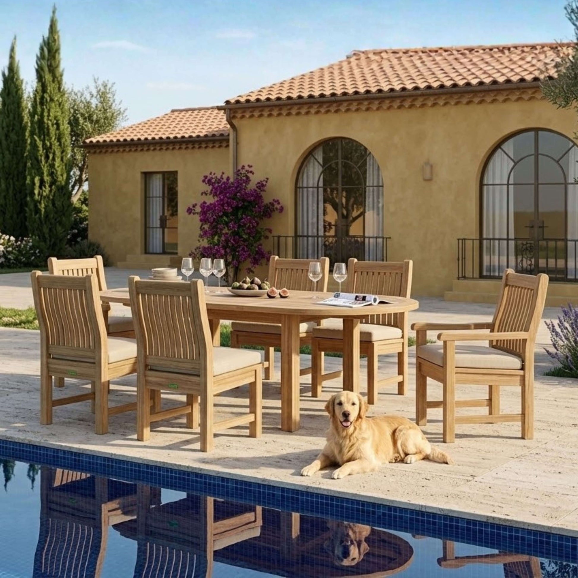 Anderson Teak Bahama Sahara 7-Piece 8' Rectangular Dining Set | Anderson Teak Bahama Collection