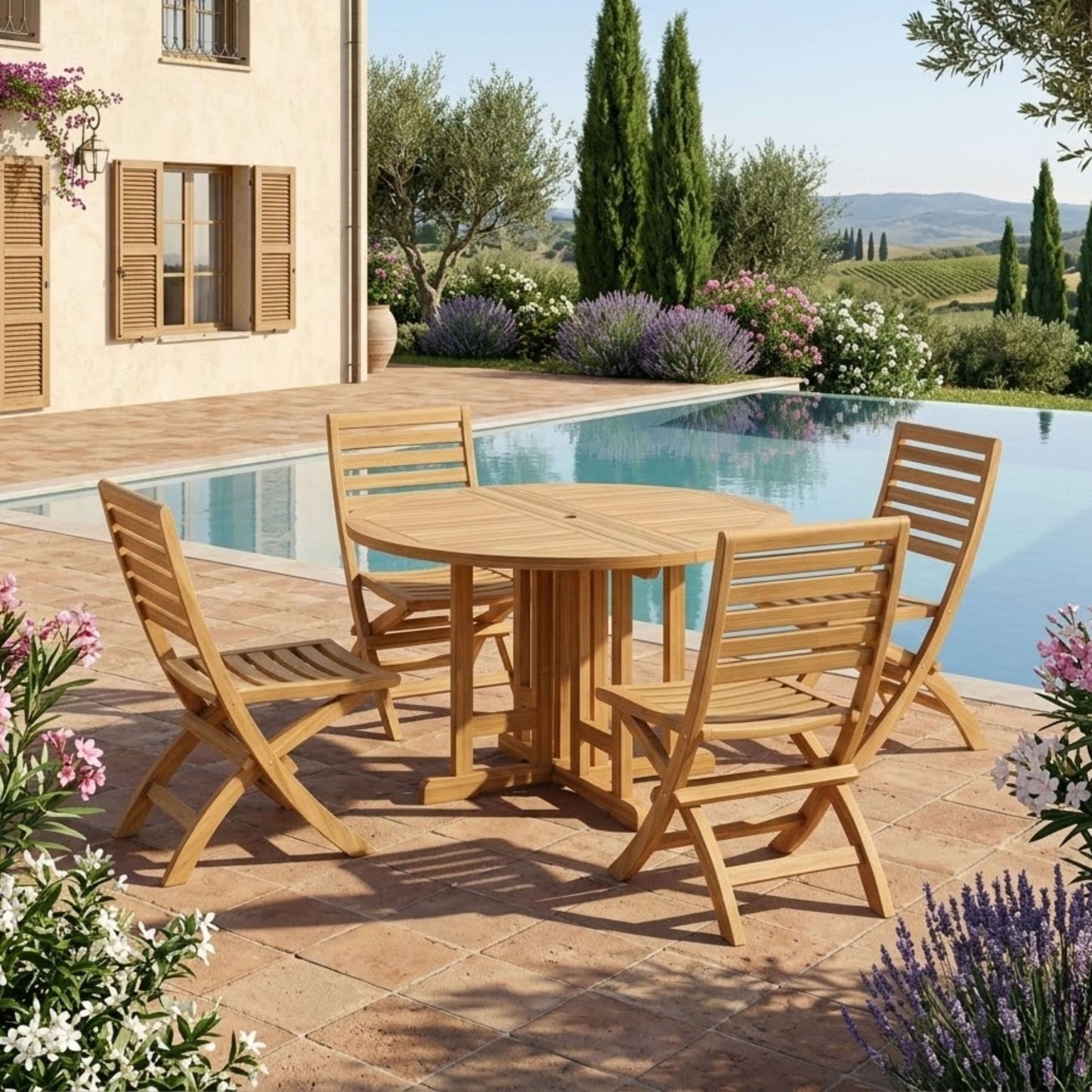 Anderson Teak Andrew Butterfly Folding 5-Piece Dining Set | Anderson Teak Bahama Collection