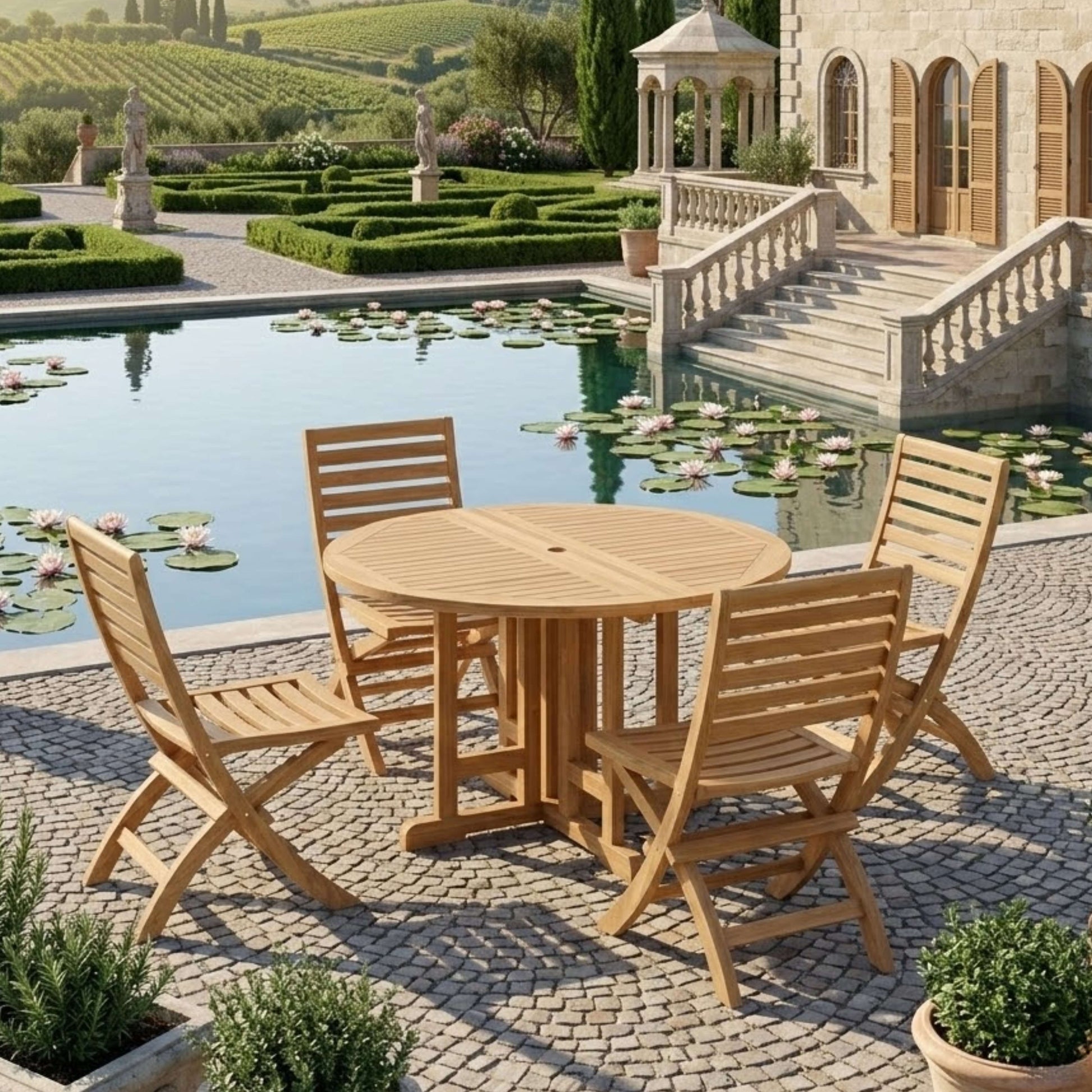 Anderson Teak Andrew Butterfly Folding 5-Piece Dining Set | Anderson Teak Bahama Collection