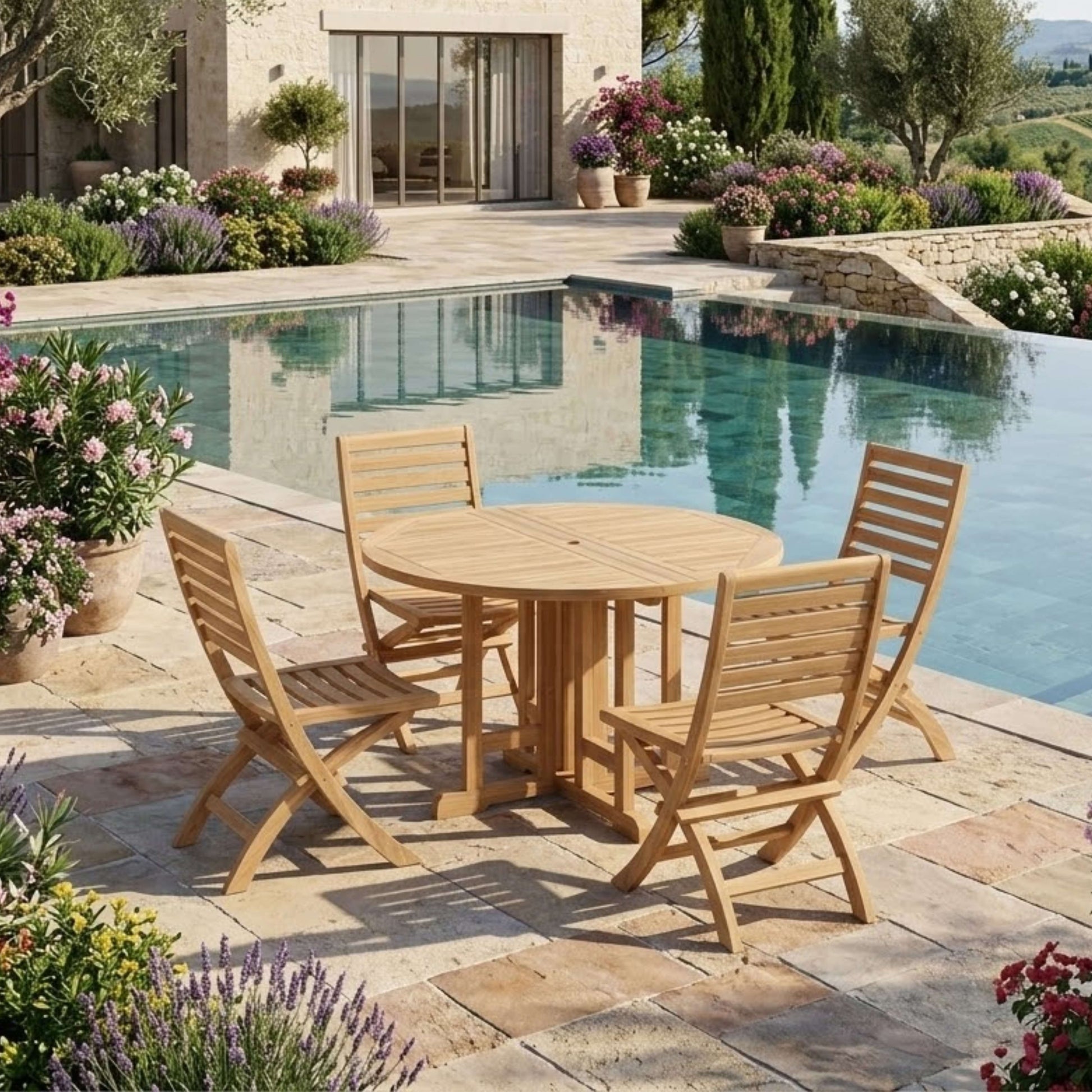 Anderson Teak Andrew Butterfly Folding 5-Piece Dining Set | Anderson Teak Bahama Collection