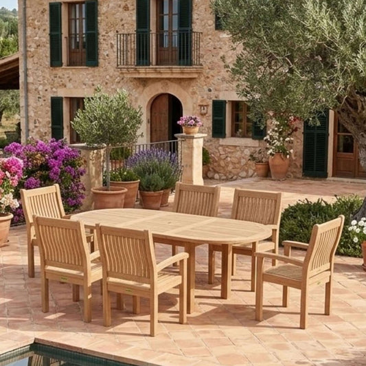 Anderson Teak Bahama Sahara 7-Piece 78" Oval Dining Set | Anderson Teak Bahama Collection