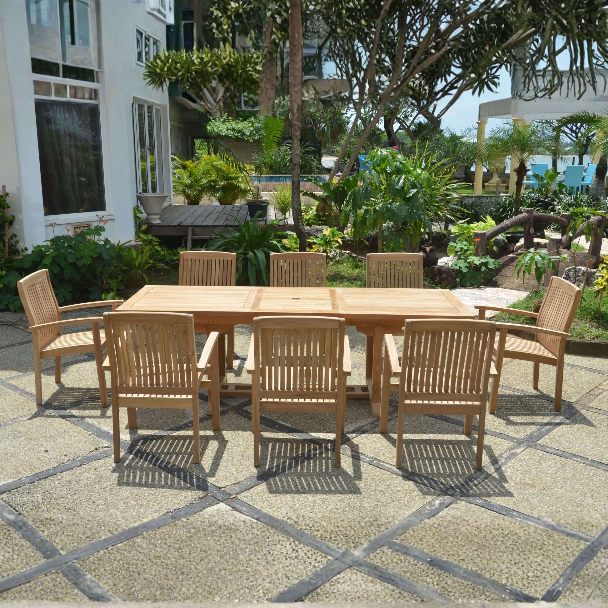 Anderson Teak Bahama Stackable Sahara 9-Piece Rectangular Dining Set B | Anderson Teak Bahama Collection