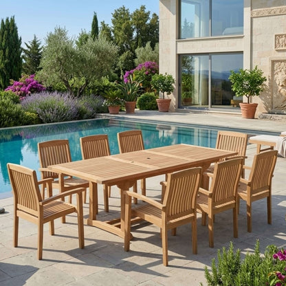 Anderson Teak Bahama Stackable Sahara 9-Piece Rectangular Dining Set B | Anderson Teak Bahama Collection