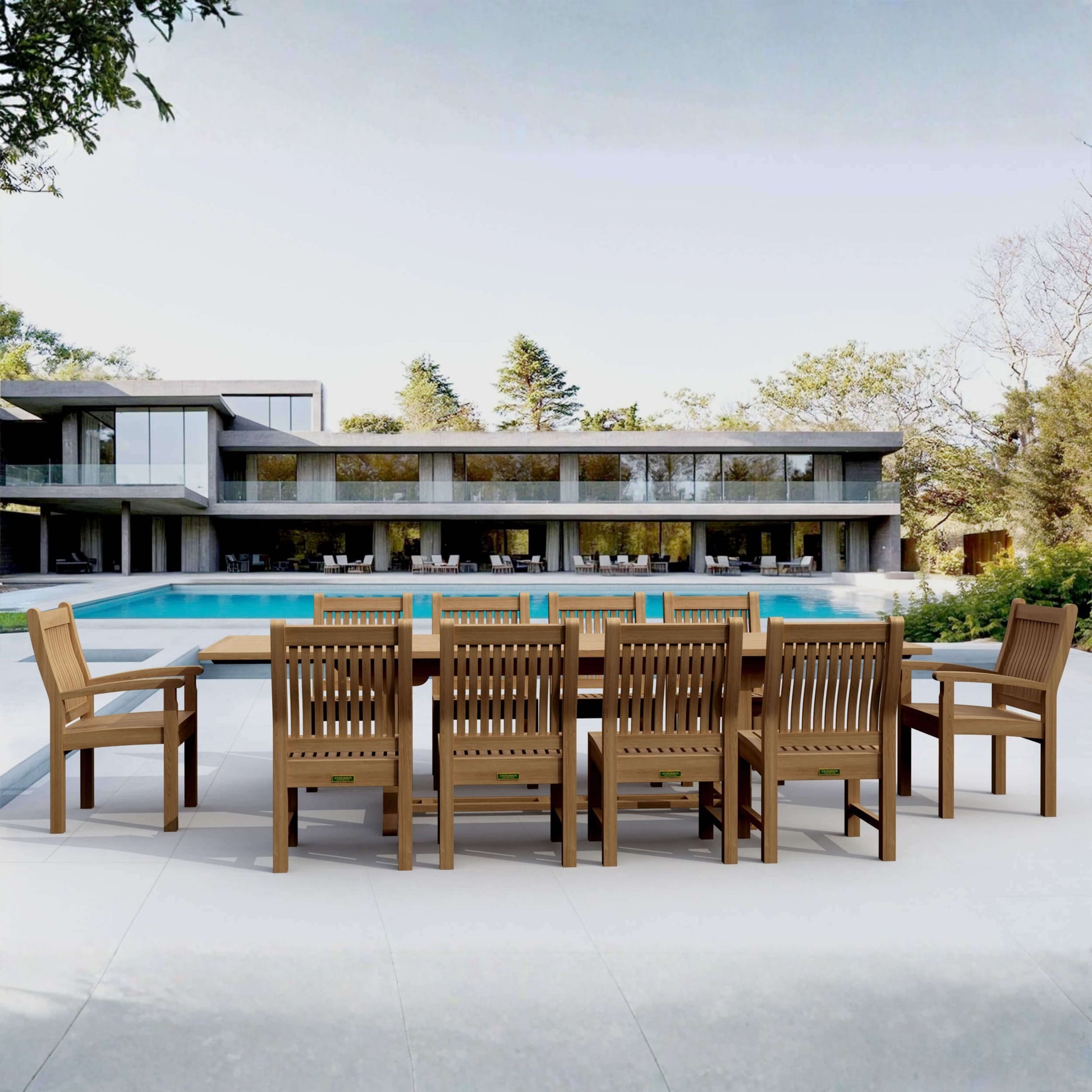 Anderson Teak Bahama Sahara 11-Piece 10' Rectangular Dining Set | Anderson Teak Bahama Collection