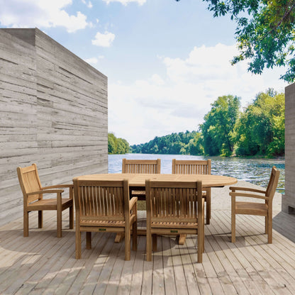 Anderson Teak Bahama Sahara Armchair 7-Piece 87" Oval Dining Set | Anderson Teak Bahama Collection