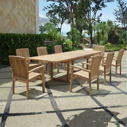 Anderson Teak Bahama Stackable Sahara 9-Piece Rectangular Dining Set A | Anderson Teak Bahama Collection