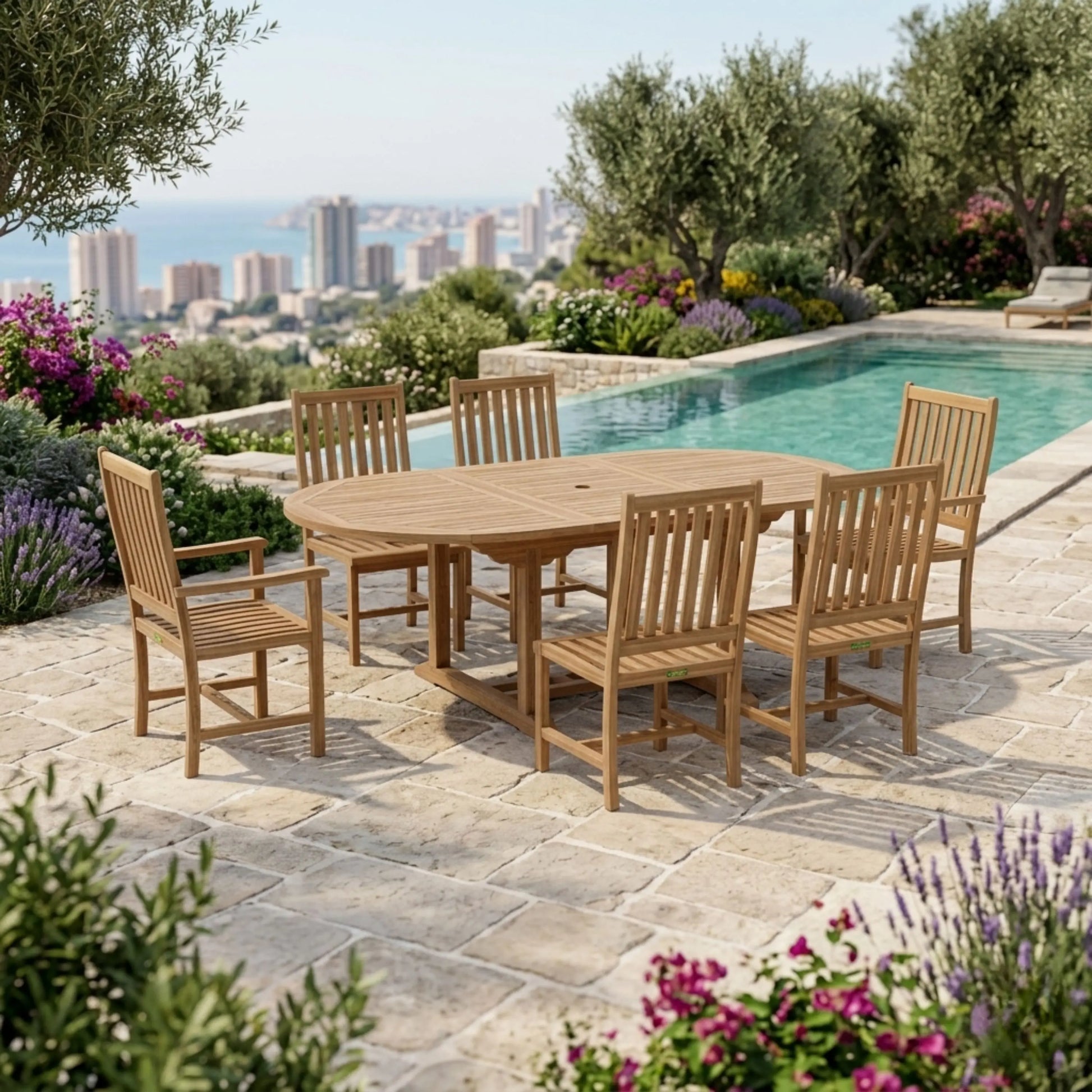 Anderson Teak Bahama Wilshire 7-Piece Extension Dining Set | Anderson Teak Bahama Collection