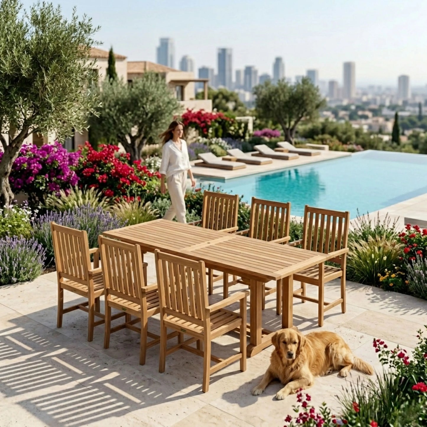 Anderson Teak Bahama Wilshire Armchair 7-Piece Extension Dining Set | Anderson Teak Bahama Collection