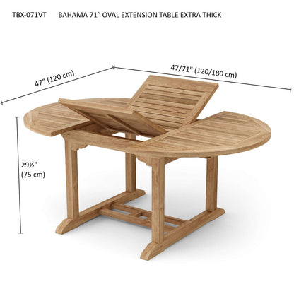 Anderson Teak Bahama 71" Oval Extension Table Extra Thick Wood | Anderson Teak Bahama Collection