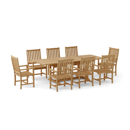 Anderson Teak Bahama Wilshire Armchair 9-Piece Extension Dining Set | Anderson Teak Bahama Collection