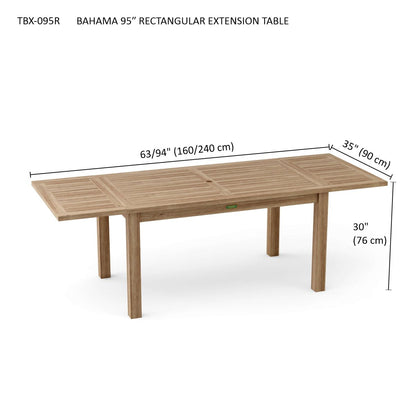 Anderson Teak Bahama 95" Rectangular Table w/ Double Leaf Extensions | Anderson Teak Bahama Collection