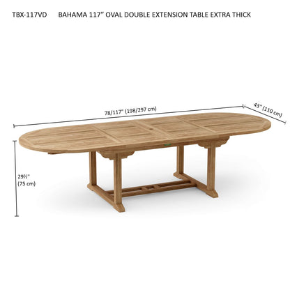 Anderson Teak Bahama 117" Oval Extension Table w/ Double Extensions | Anderson Teak Bahama Collection