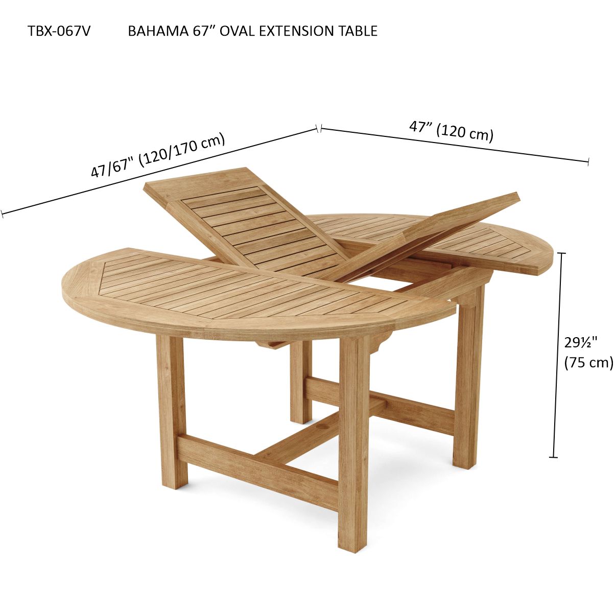 Anderson Teak Bahama 67" Oval Extension Table | Anderson Teak Bahama Collection