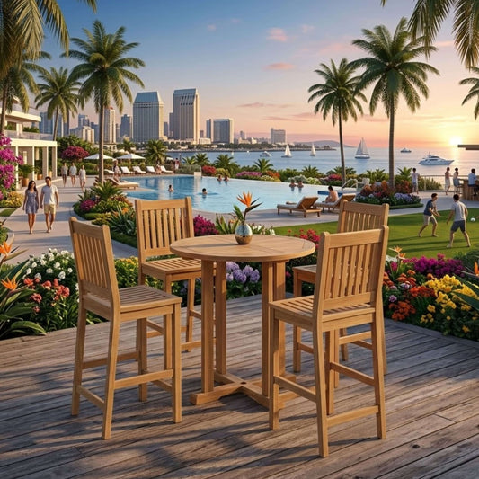 Anderson Teak Avalon 5-Piece Outdoor Bar Set