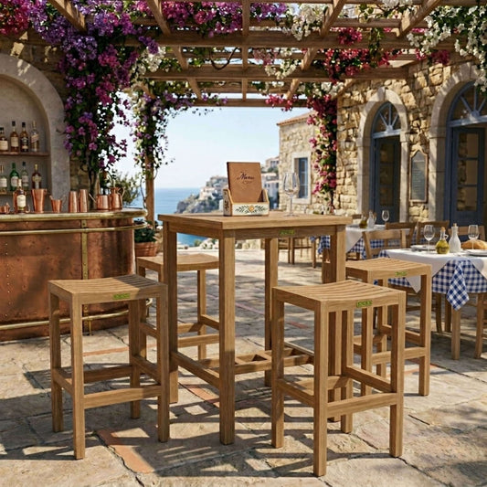 Anderson Teak Montego 5-Piece Outdoor Bar Set