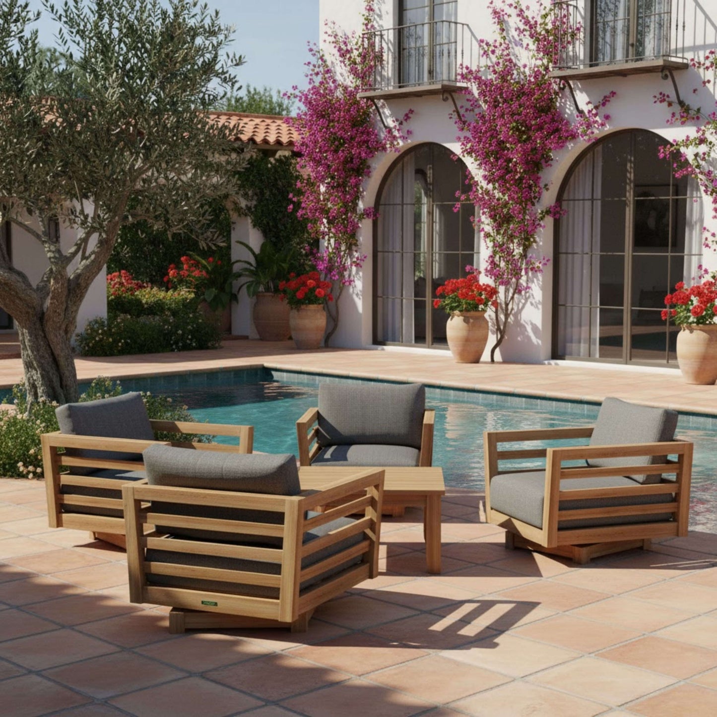 Anderson Teak Cordoba 5-Piece Deep Seating Swivel Set
