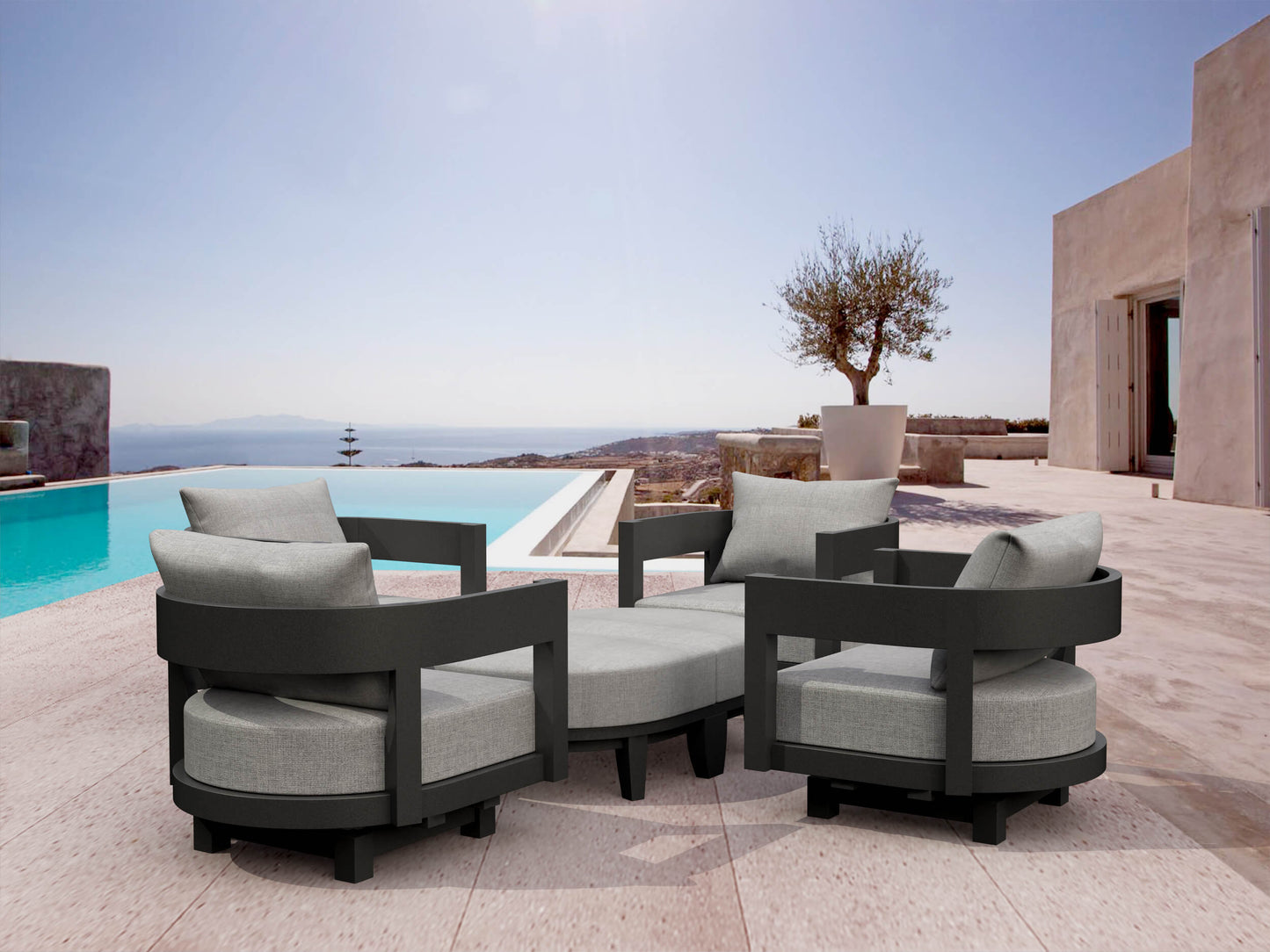 Anderson Teak Coronado 6-Piece Aluminum Deep Seating Swivel Set
