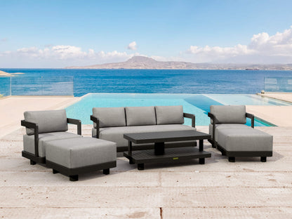 Anderson Teak Granada 6-Piece Aluminum Deep Seating Set with Ottomans