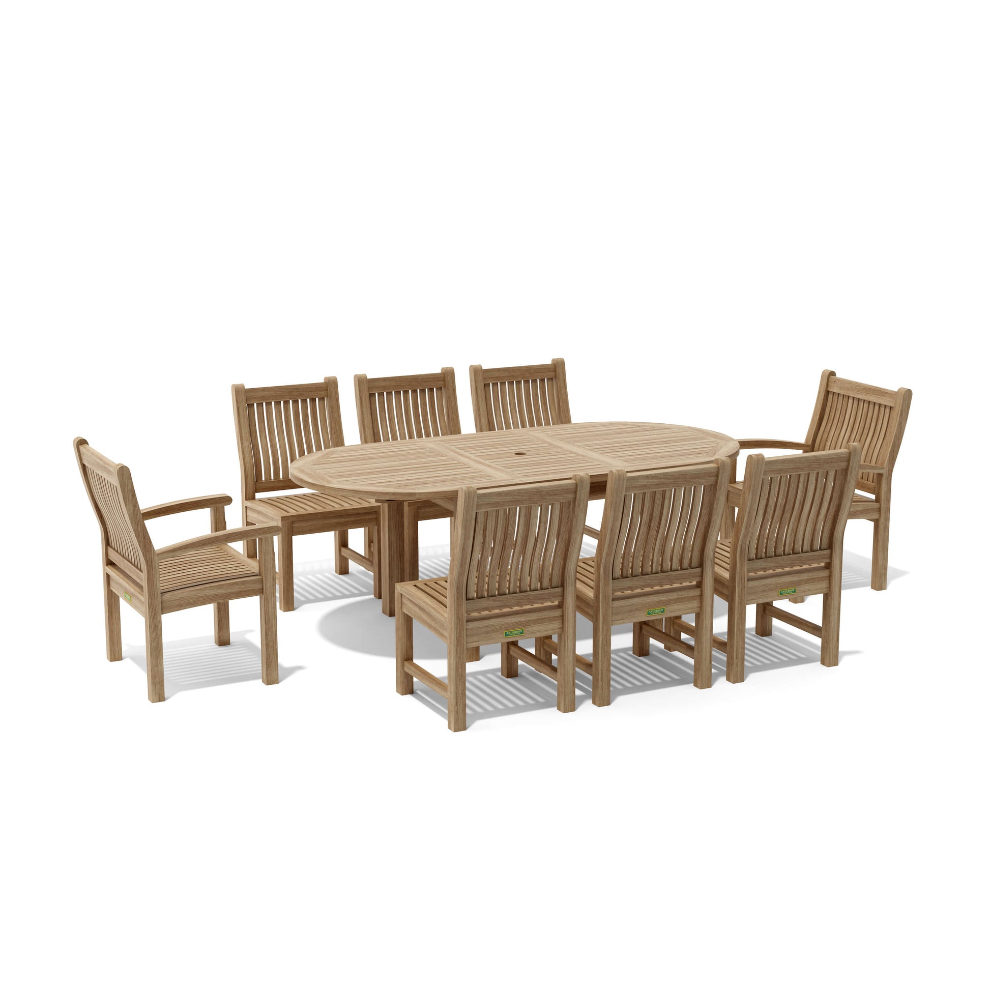 Anderson Teak Bahama Sahara 9-Piece 78" Oval Dining Set | Anderson Teak Bahama Collection