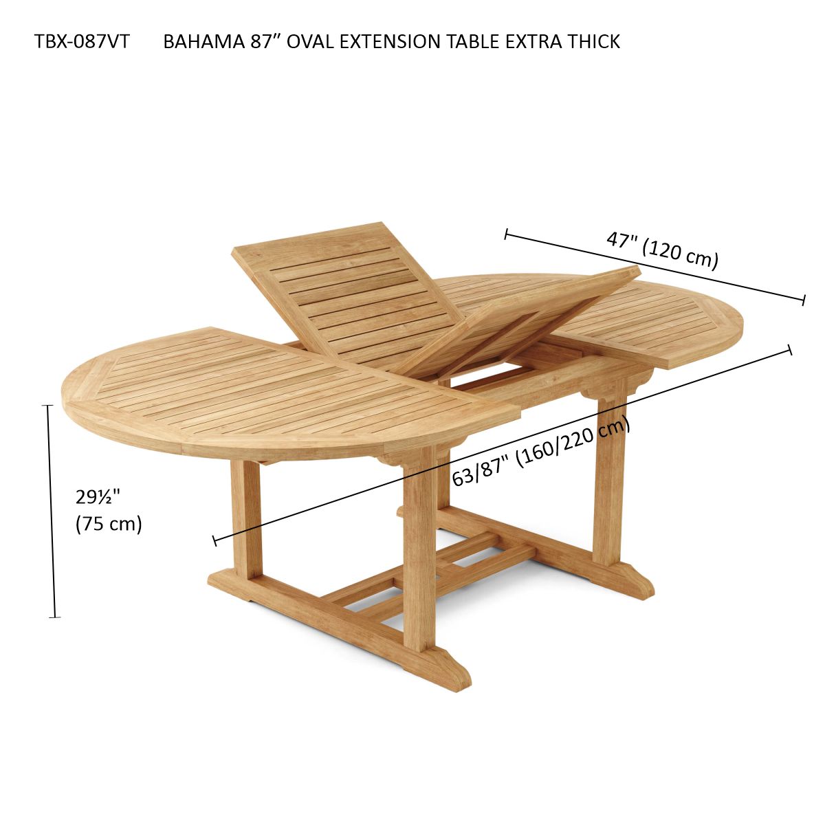 Anderson Teak Bahama 87" Oval Extension Table Extra Thick Wood | Anderson Teak Bahama Collection