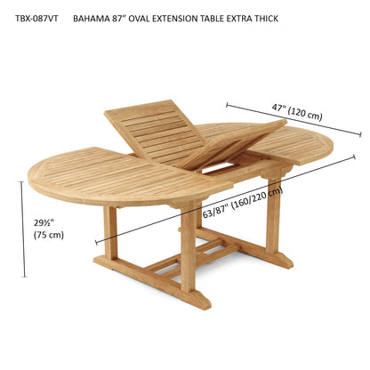 Anderson Teak Bahama 87" Oval Extension Table Extra Thick Wood | Anderson Teak Bahama Collection