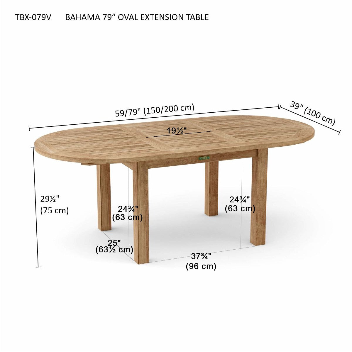 Anderson Teak Bahama 78" Oval Extension Table | Anderson Teak Bahama Collection