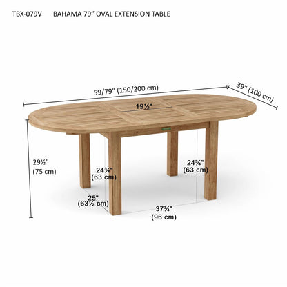 Anderson Teak Bahama 78" Oval Extension Table | Anderson Teak Bahama Collection