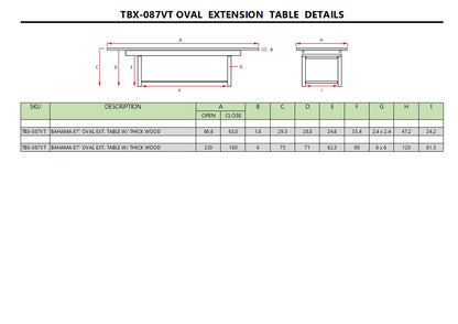 Anderson Teak Bahama 87" Oval Extension Table Extra Thick Wood | Anderson Teak Bahama Collection