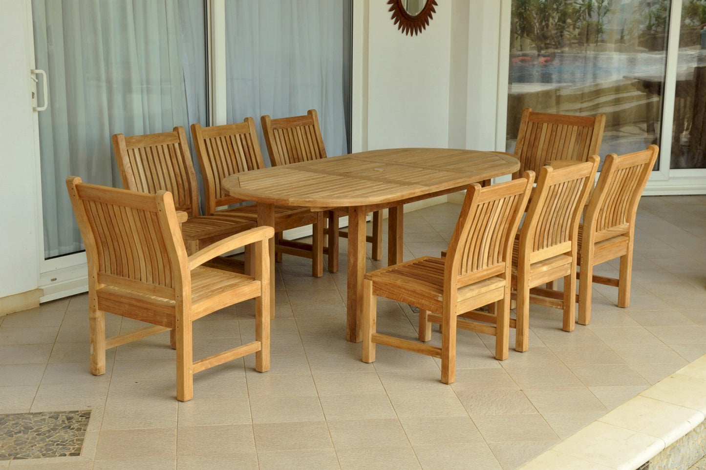 Bahama Sahara 9-Pieces 78" Oval Dining Set — View 3