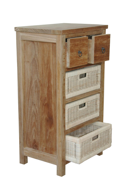 Safari Occasional Table w/ Drawer & Rattan Baskets — View 2