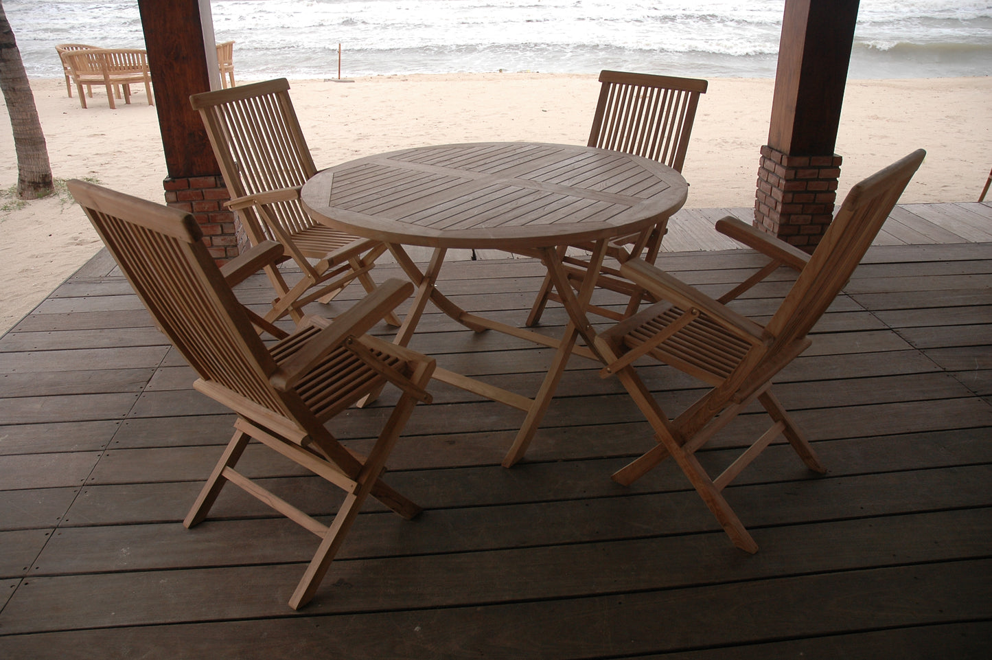 Bahama Classic Folding Armchair 5-Pieces Dining Set — View 5